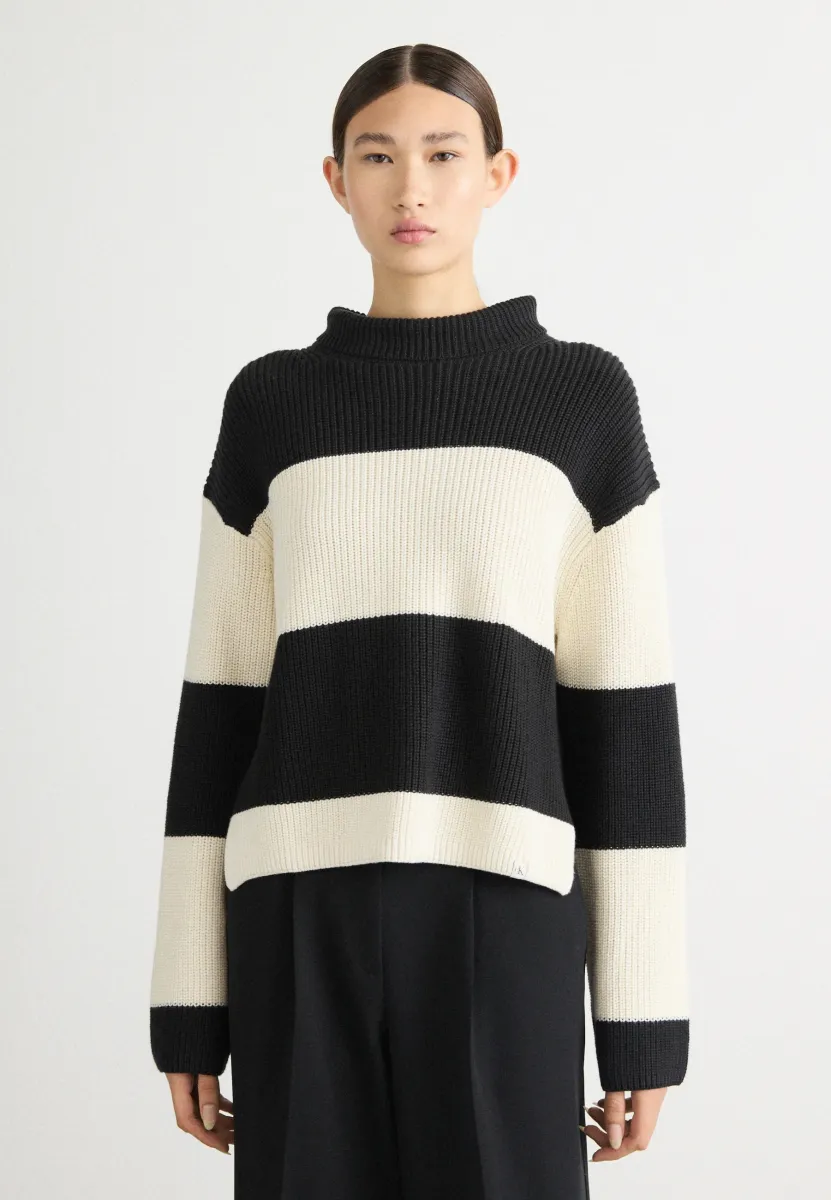 CHUNKY LOOSE HIGH NECK SWEATER - Strickpullover - black combo