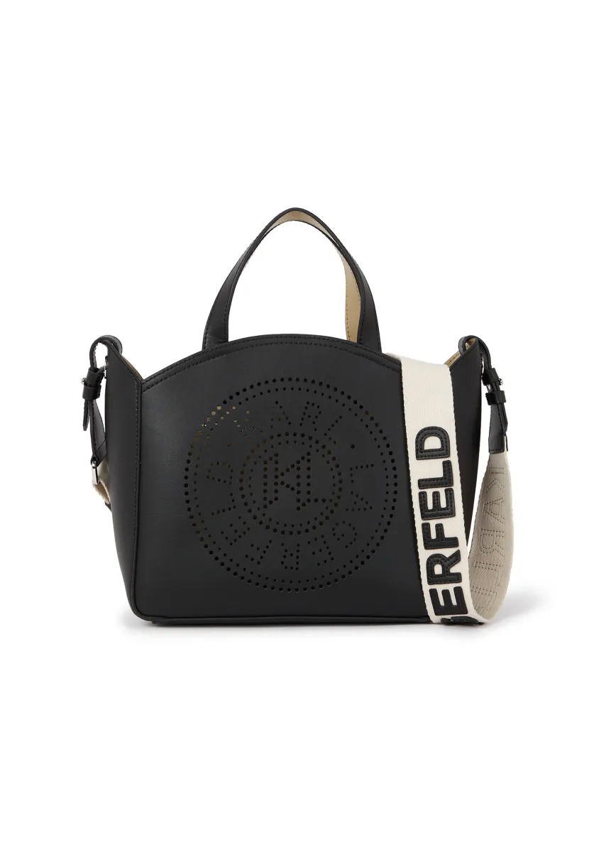 CIRCLE TOTE PERFORATED - Handtasche - black