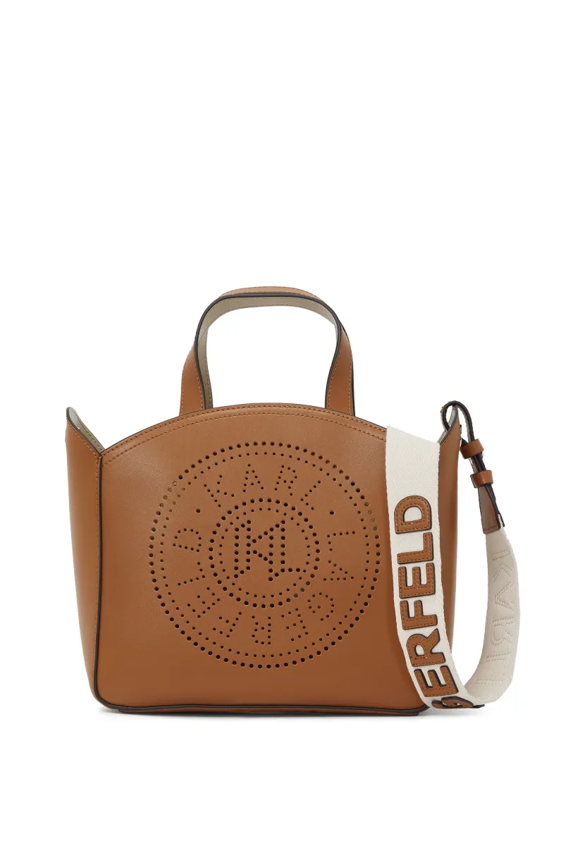 CIRCLE TOTE PERFORATED - Handtasche - dark tan