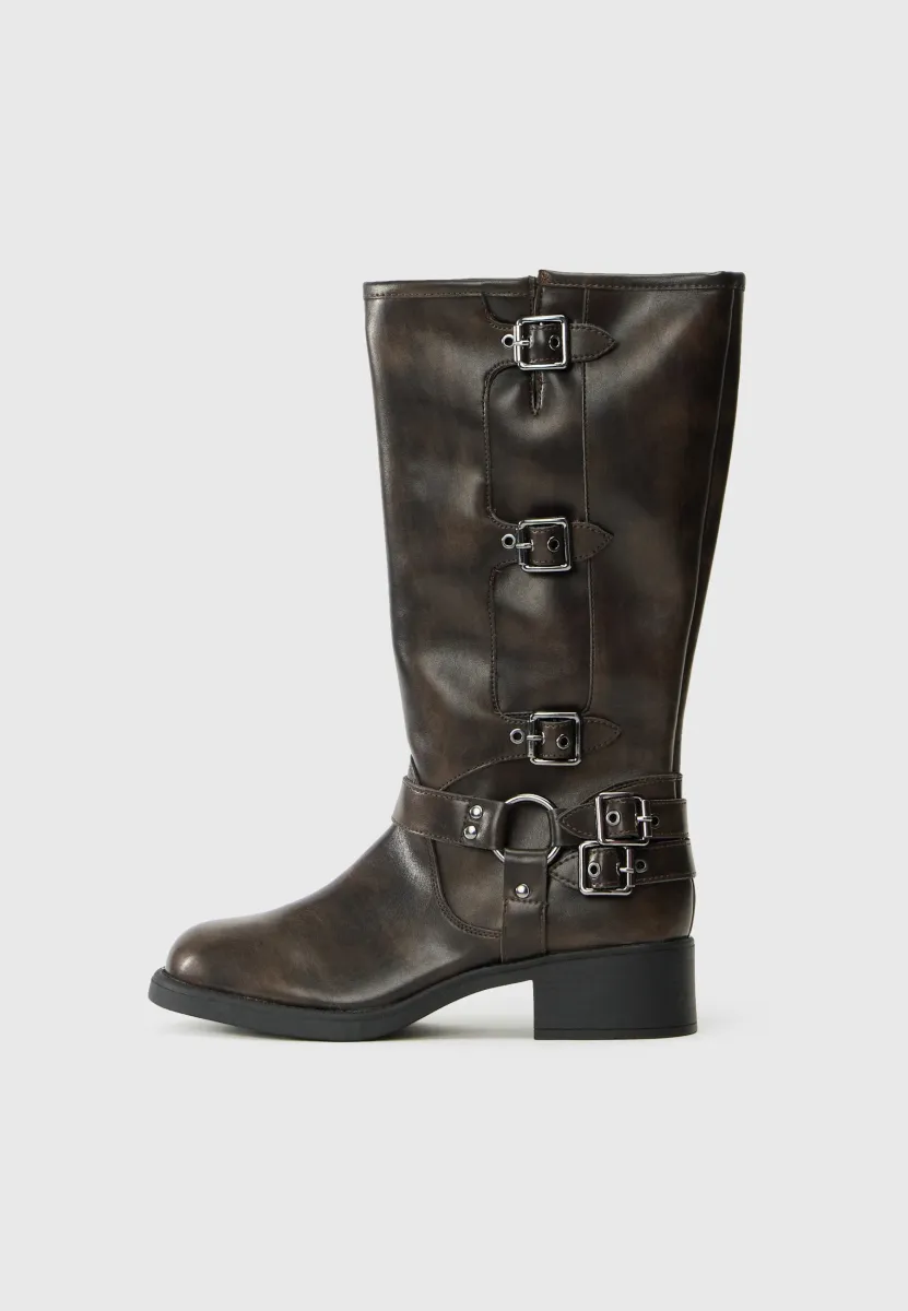 CLARA - Cowboy-/Bikerboot - dark brown