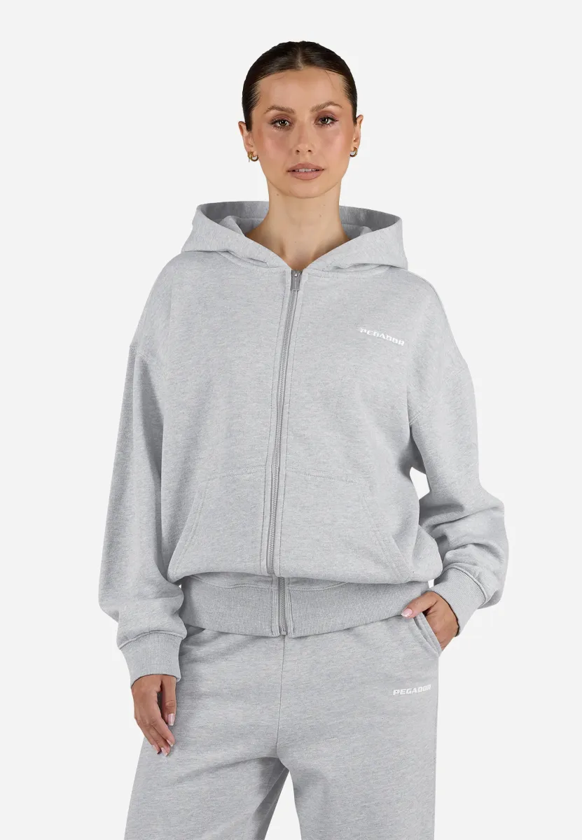 CLARITA OVERSIZED - Sweatjacke - heather grey/white