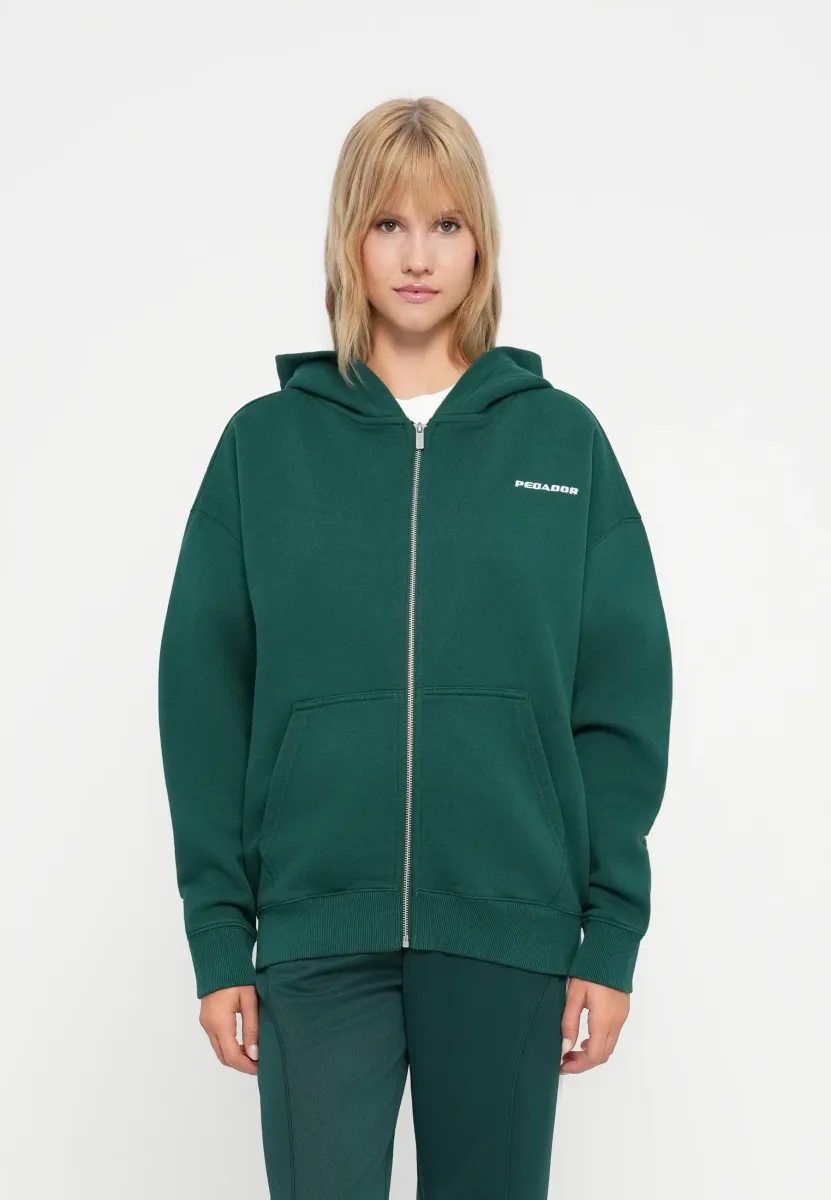 CLARITA OVERSIZED - Sweatjacke - washed dark green/white