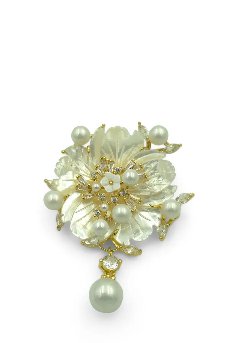 CLASSIC - Brosche - weiss/gold coloured