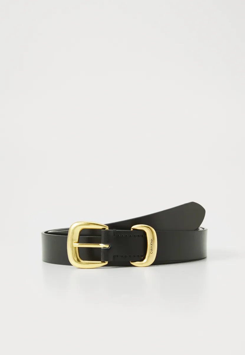 CLASSIC BUCKLE - Gürtel - black/ tumbled deep gold-coloured