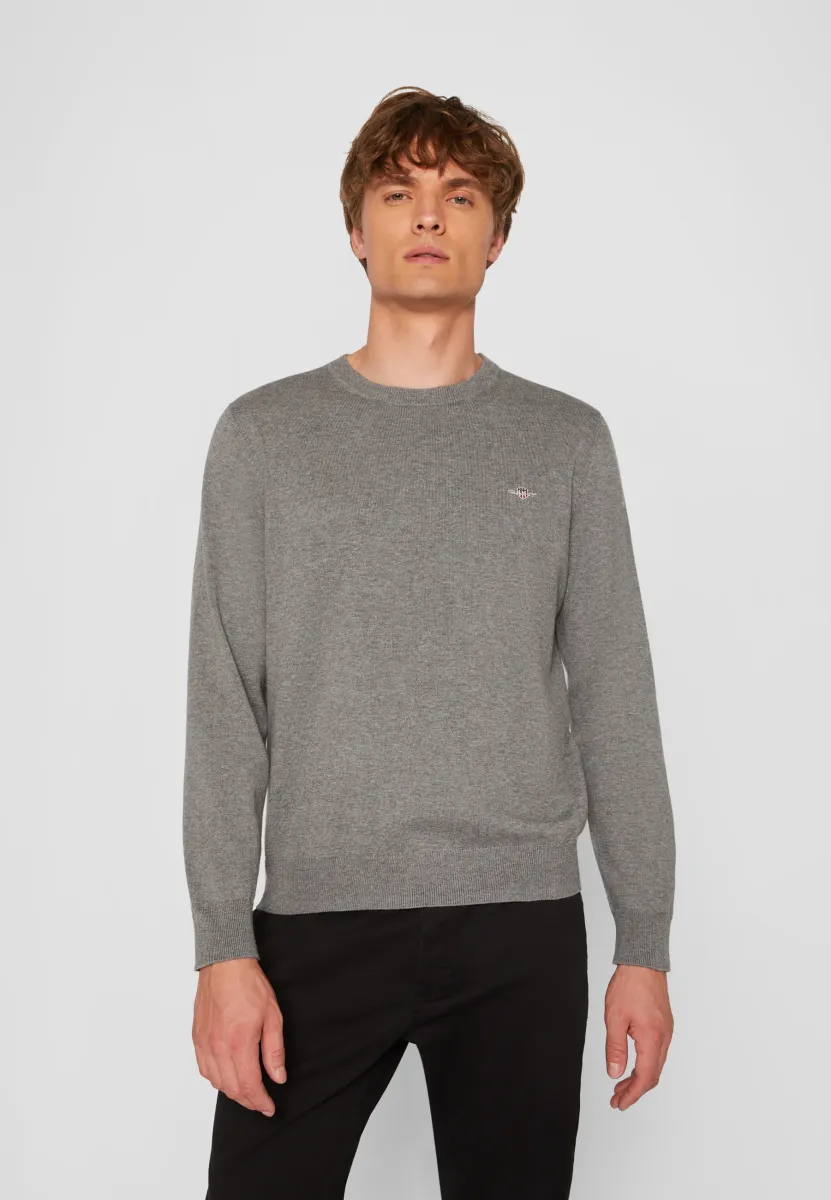 CLASSIC C NECK - Strickpullover - dark grey melange