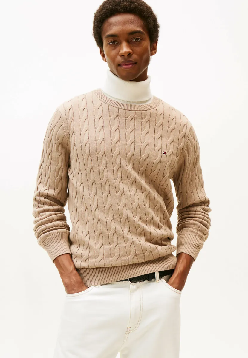 CLASSIC CABLE CREW NECK - Strickpullover - coastal taupe