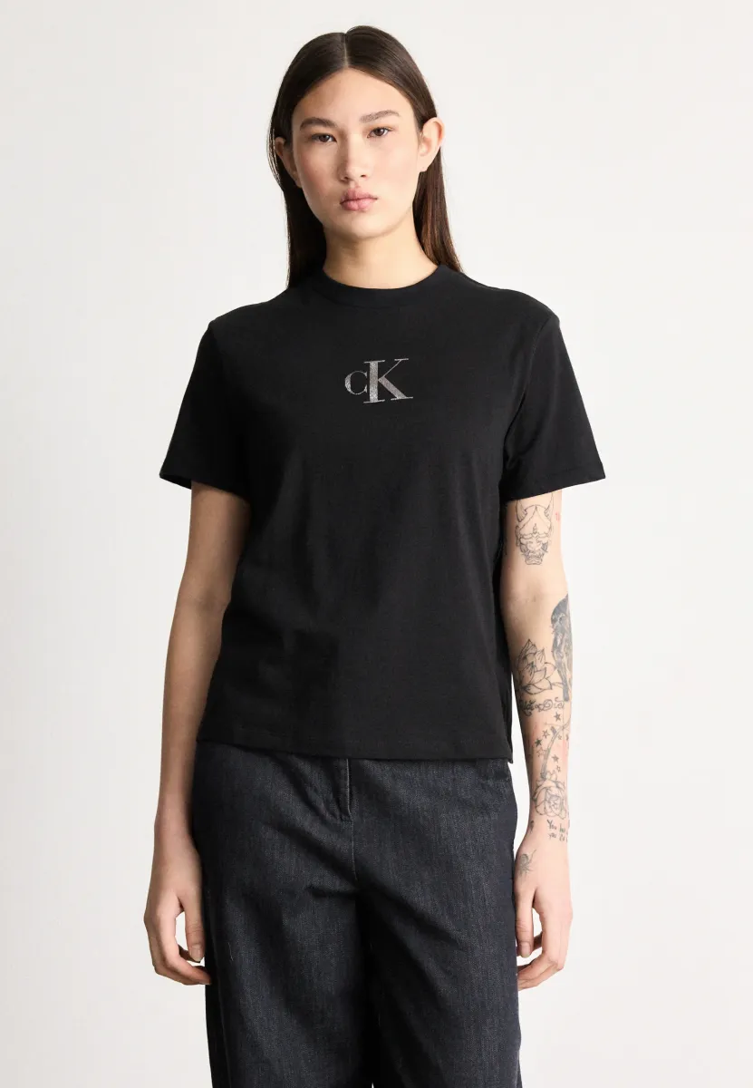 CLASSIC FOIL TEE - T-Shirt print - black/silver-coloured