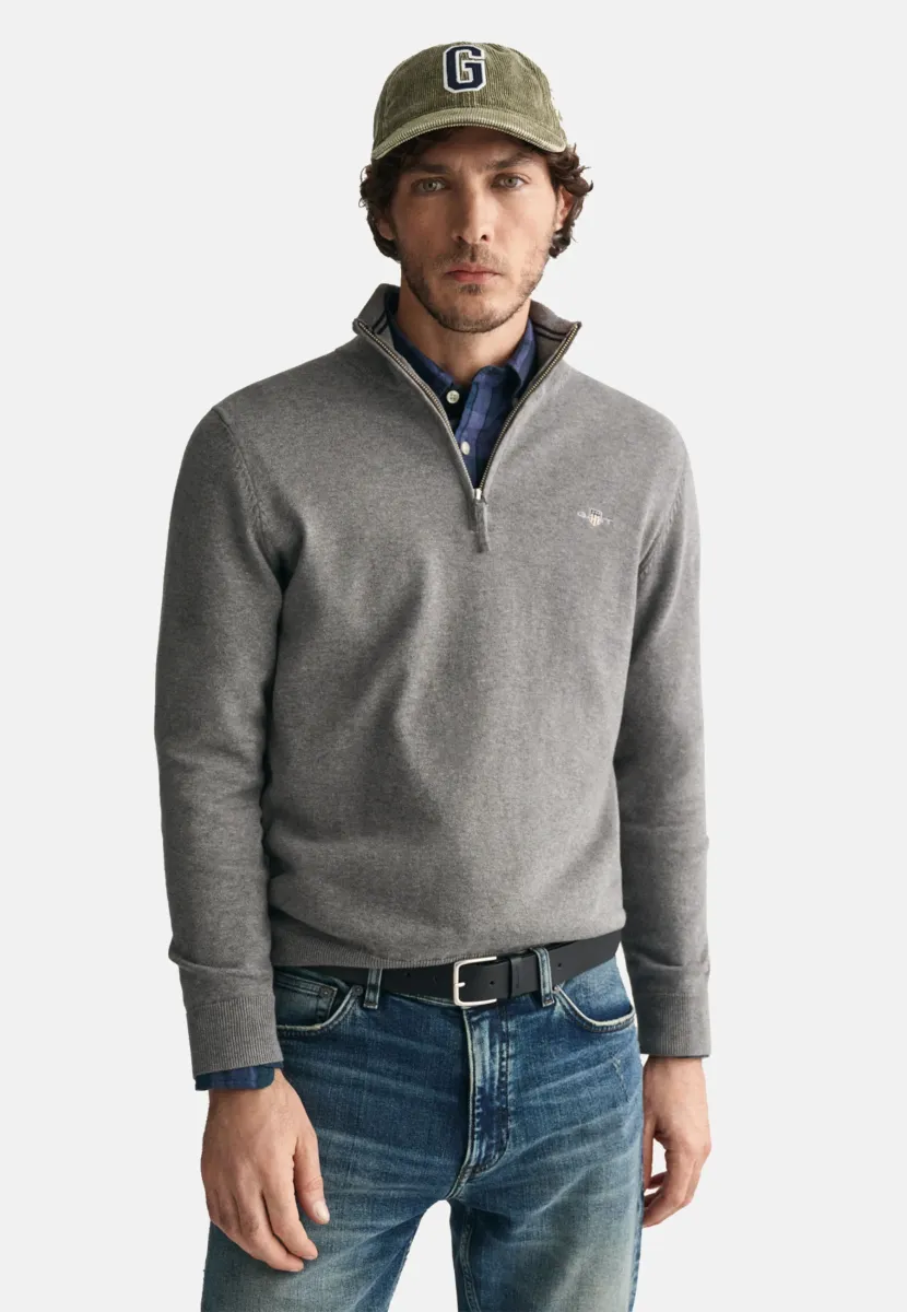 CLASSIC HALF ZIP - Strickpullover - dark grey melange