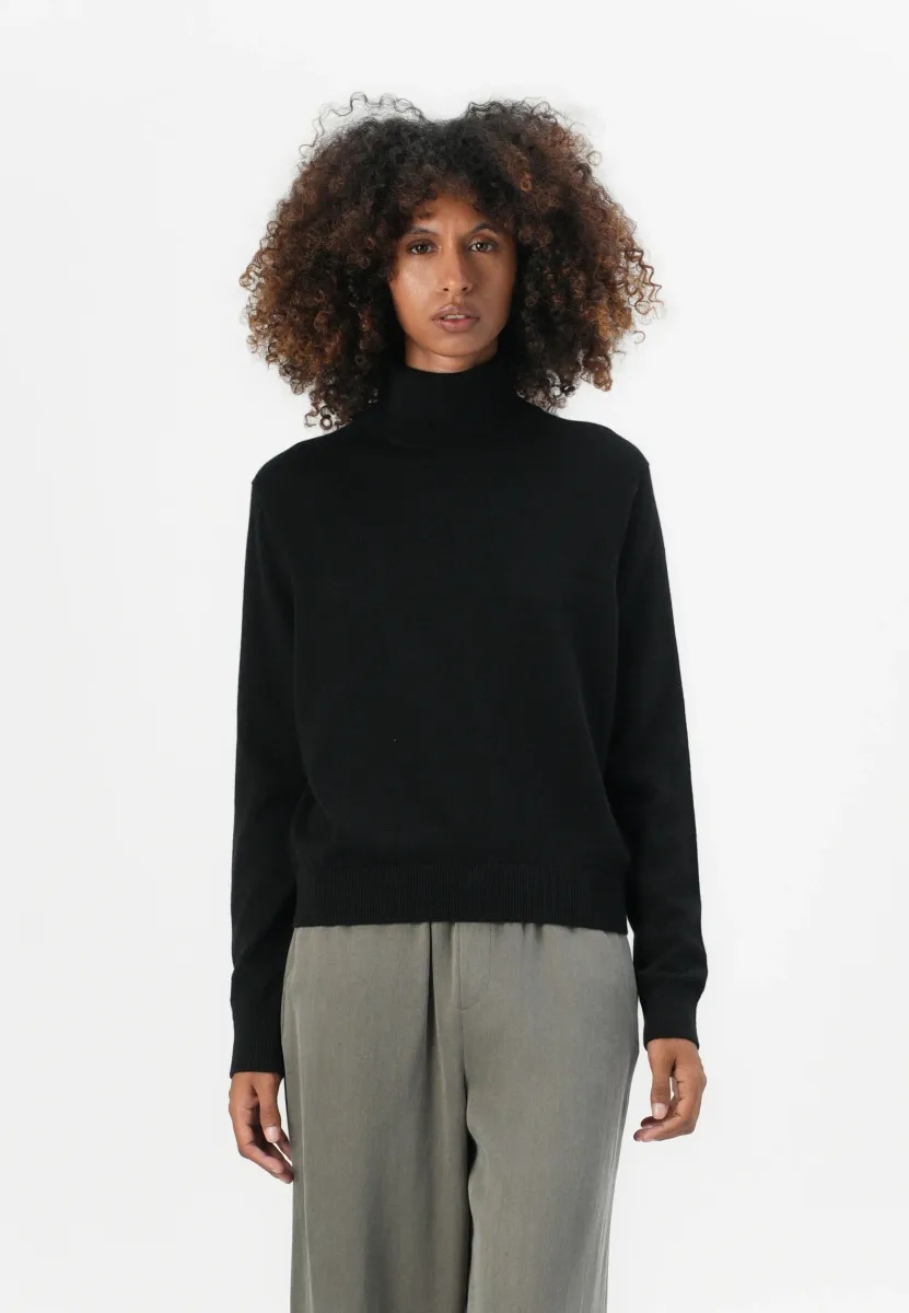 CLASSIC ROLL NECK SWEATER - Strickpullover - black