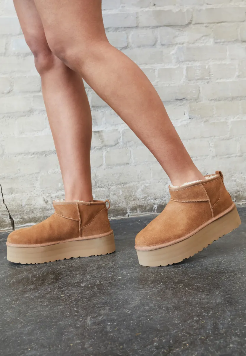 CLASSIC ULTRA MINI PLATFORM - Ankle Boot - chestnut