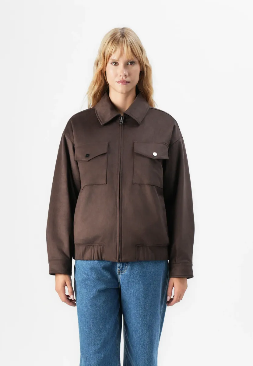 CLEAN ZIP  - Kunstlederjacke - brown