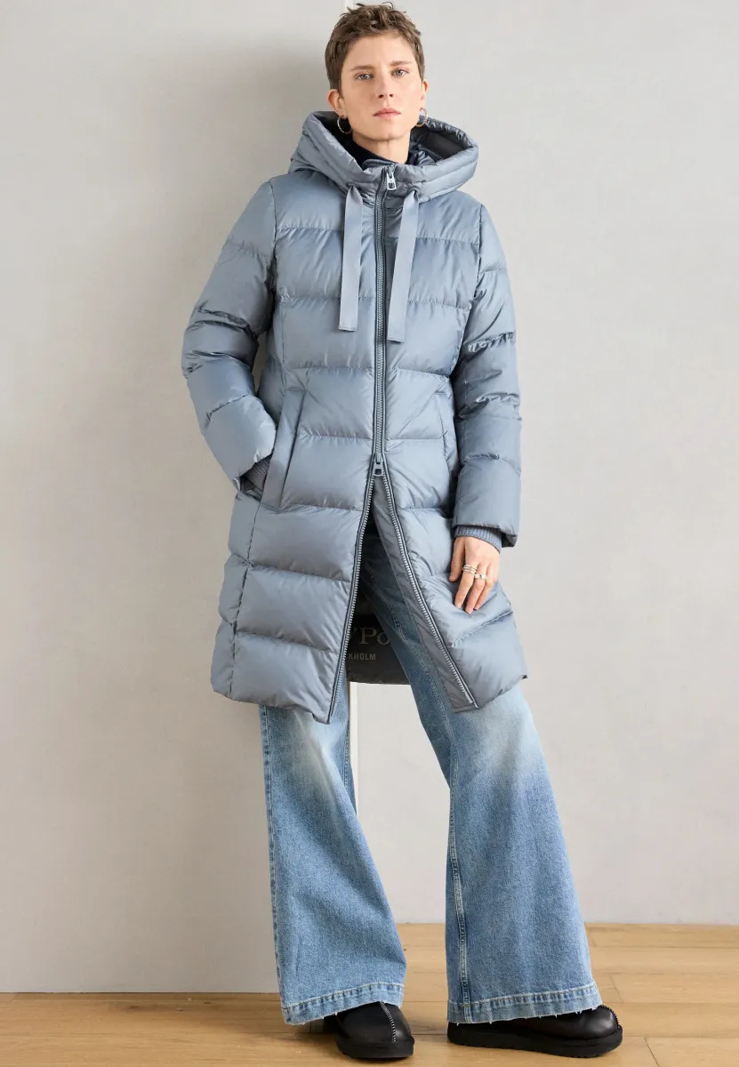 COAT WITH HOOD WELT POCKETS - Daunenmantel - slate blue
