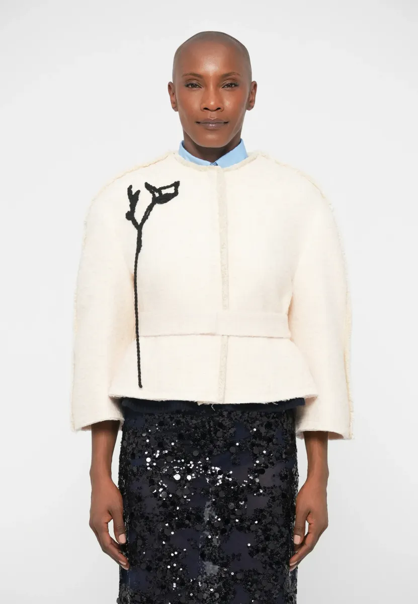 COCOON CROPPED BELTED JACKET - Winterjacke - ivory