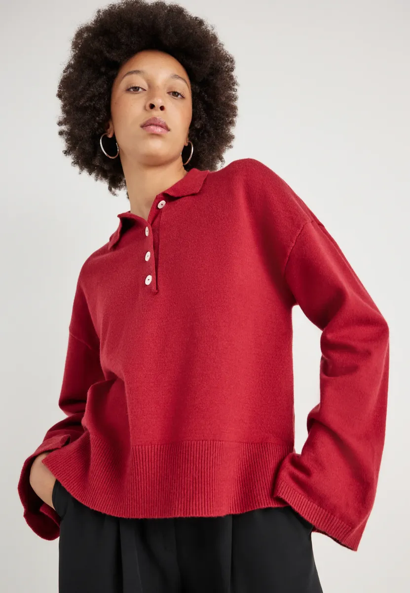 COLLAR SWEATER - Strickpullover - rhubarb