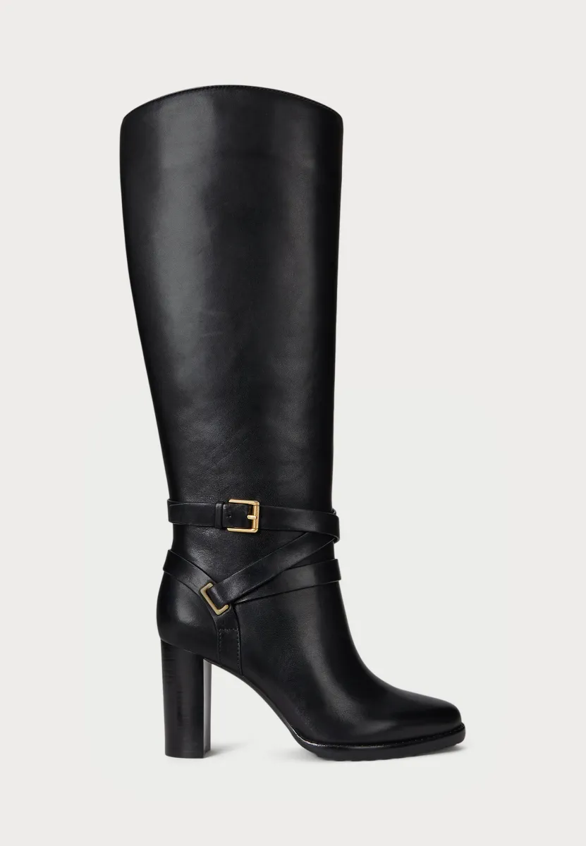 COLLINS BURNISHED LEATHER TALL BOOT HEEL - High Heel Stiefel - black