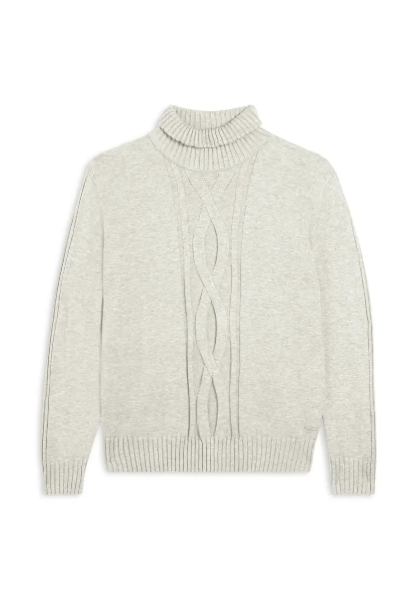COLLO ALTO CON TRECCIA - Strickpullover - beige