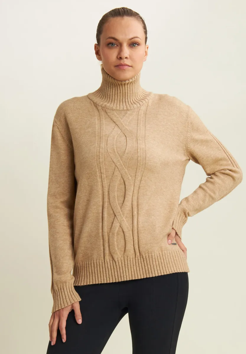 COLLO ALTO CON TRECCIA - Strickpullover - brown
