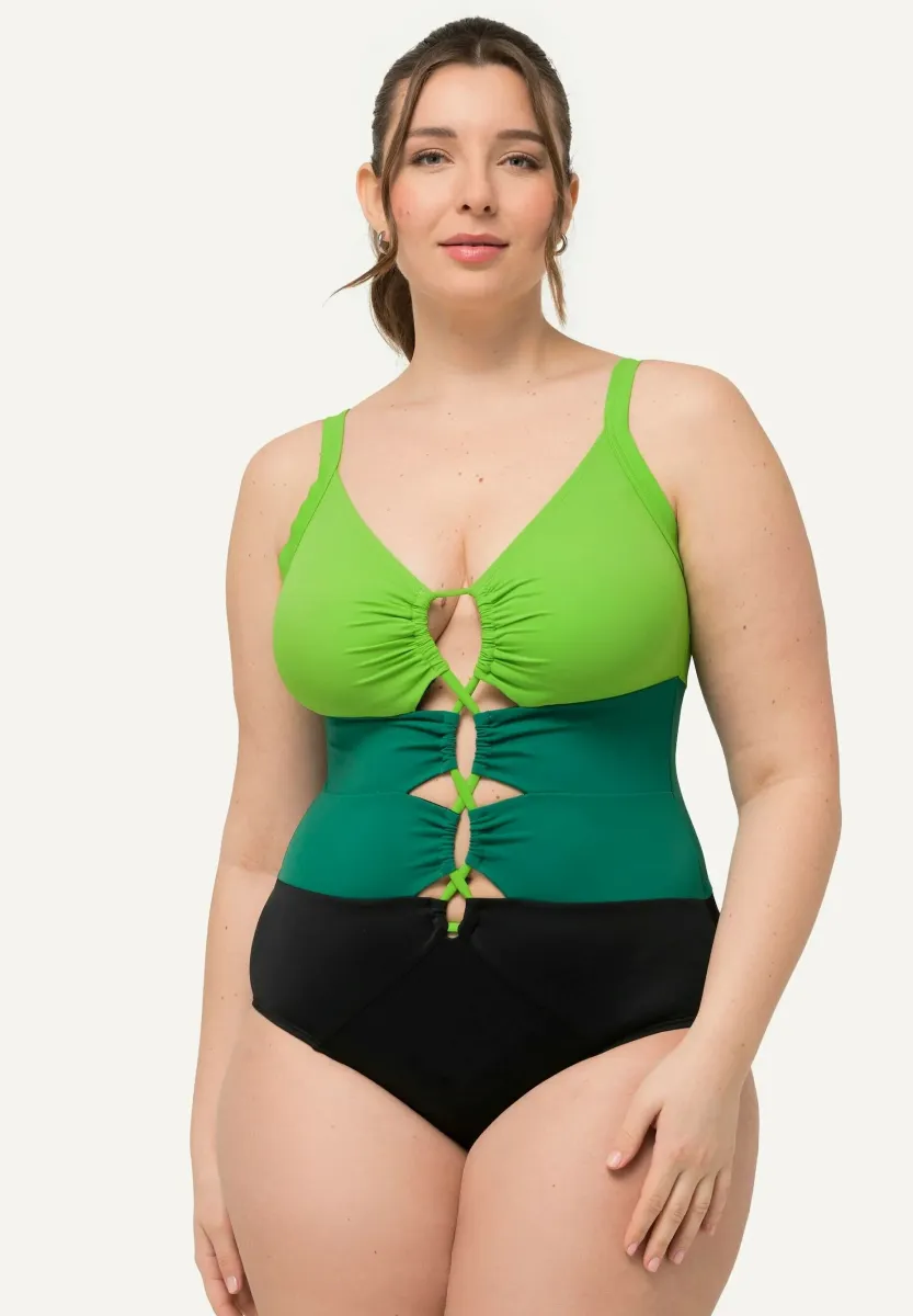 COLORBLOCK PLUNGING NECKLINE  - Badeanzug - black