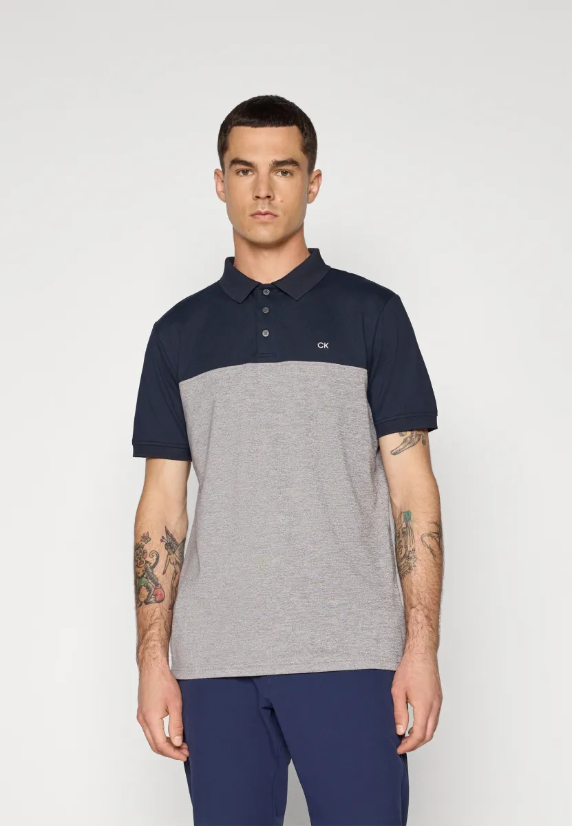 COLOUR BLOCK - Poloshirt - navy/silver-coloured marl