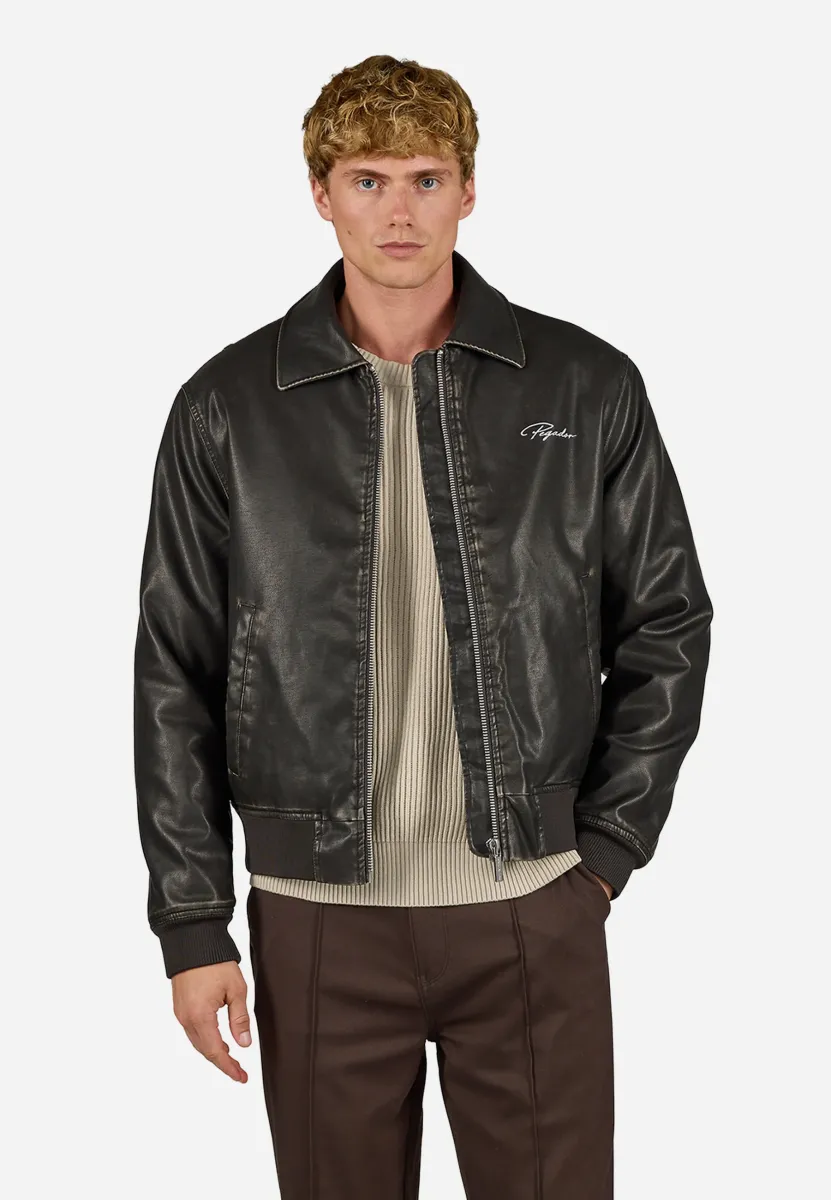 COLTON VINTAGE RJACKET - Kunstlederjacke - black