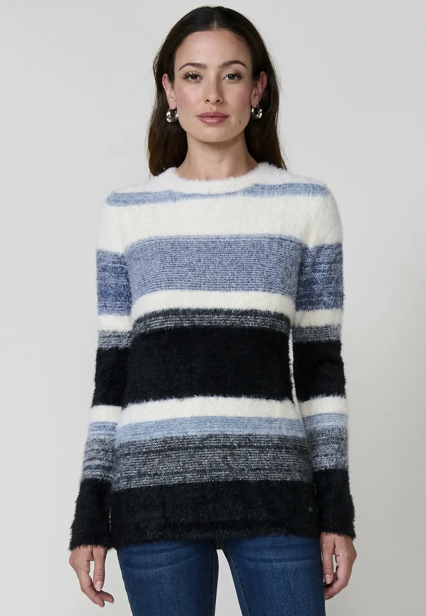 CON ESCOTE REDONDO - Strickpullover - blue
