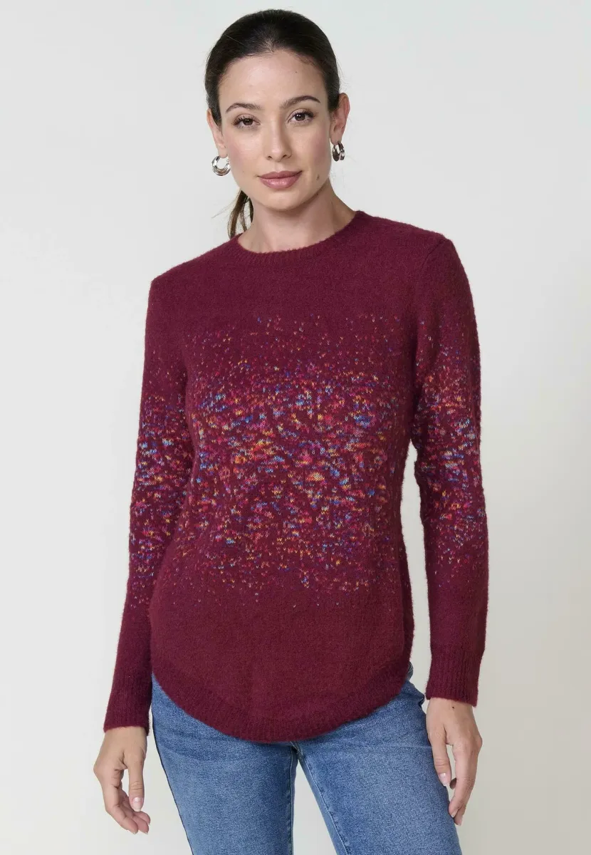 CON ESCOTE REDONDO
 - Strickpullover - dark red
