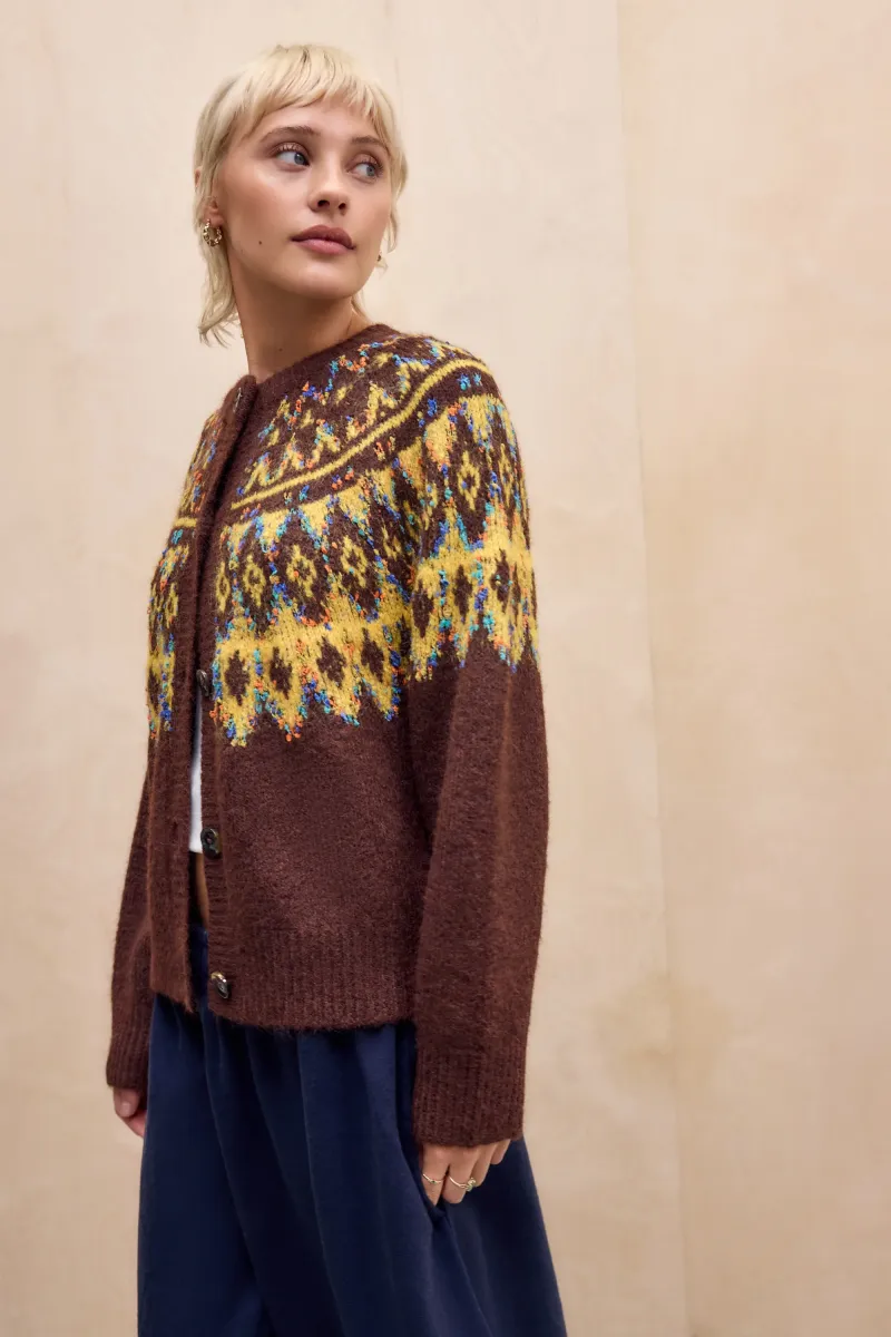 CONFETTI FAIRISLE - Strickjacke - brown