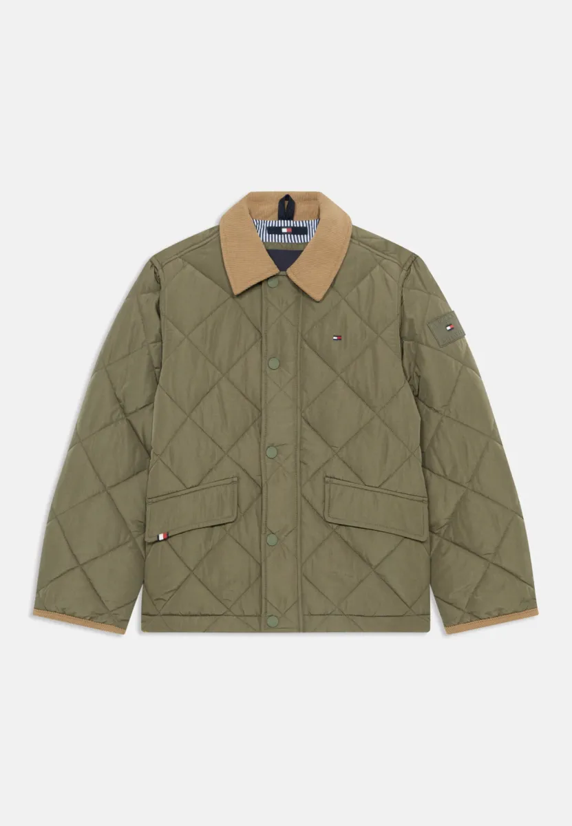 CONTRAST COLLAR QUILTED JACKET - Übergangsjacke - battle green