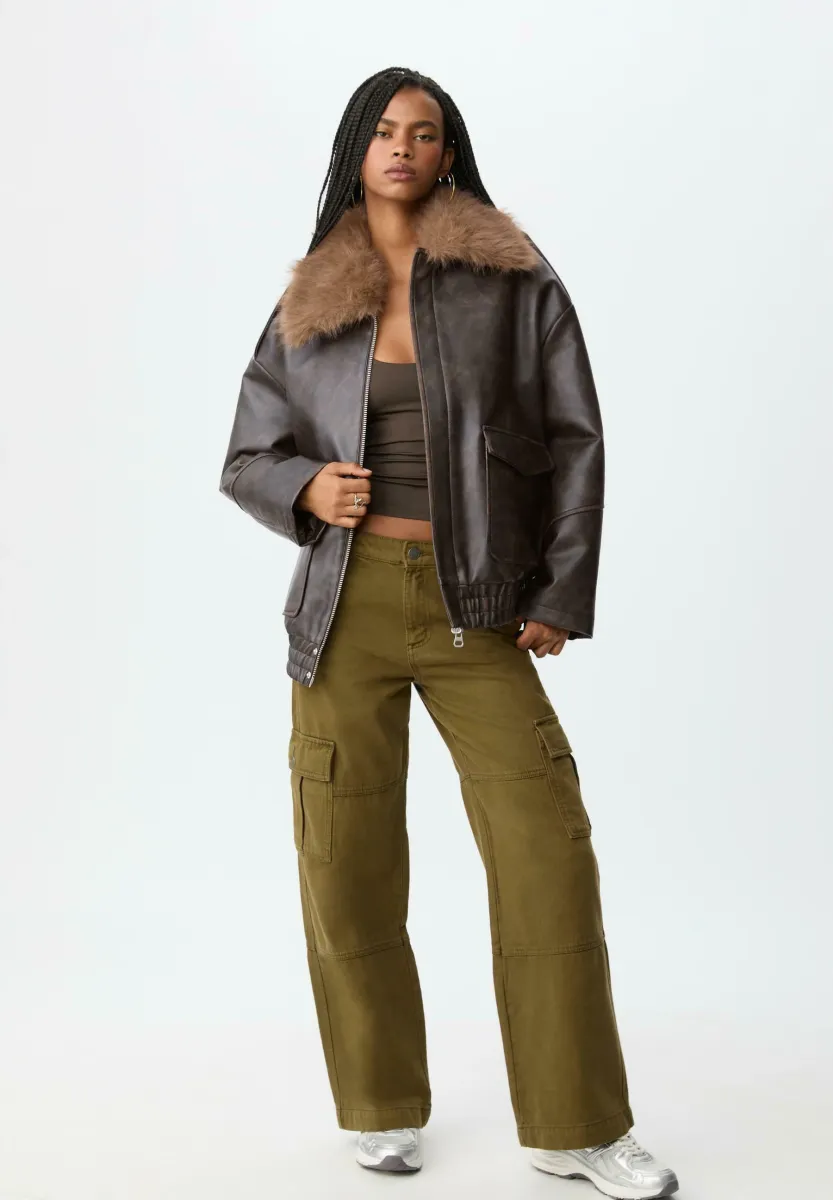 CONTRAST EFFECT - Kunstlederjacke - dark grey