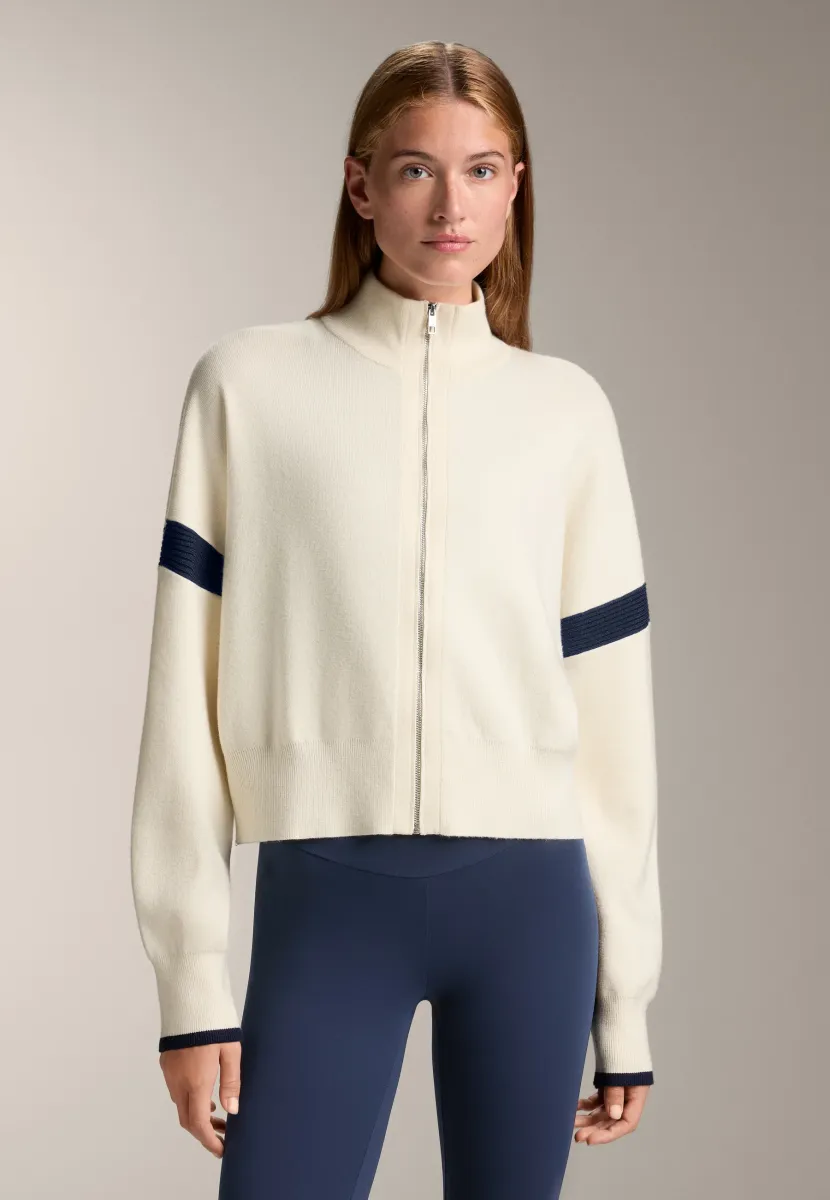 CONTRAST SLEEVE KNIT - Strickjacke - white