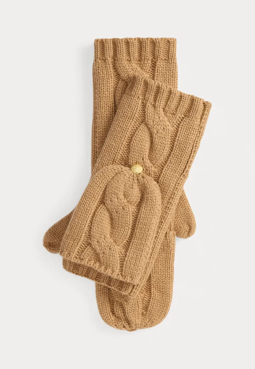 CONVERTIBLE CABLE-KNIT MITTENS - Fingerhandschuh - classic camel