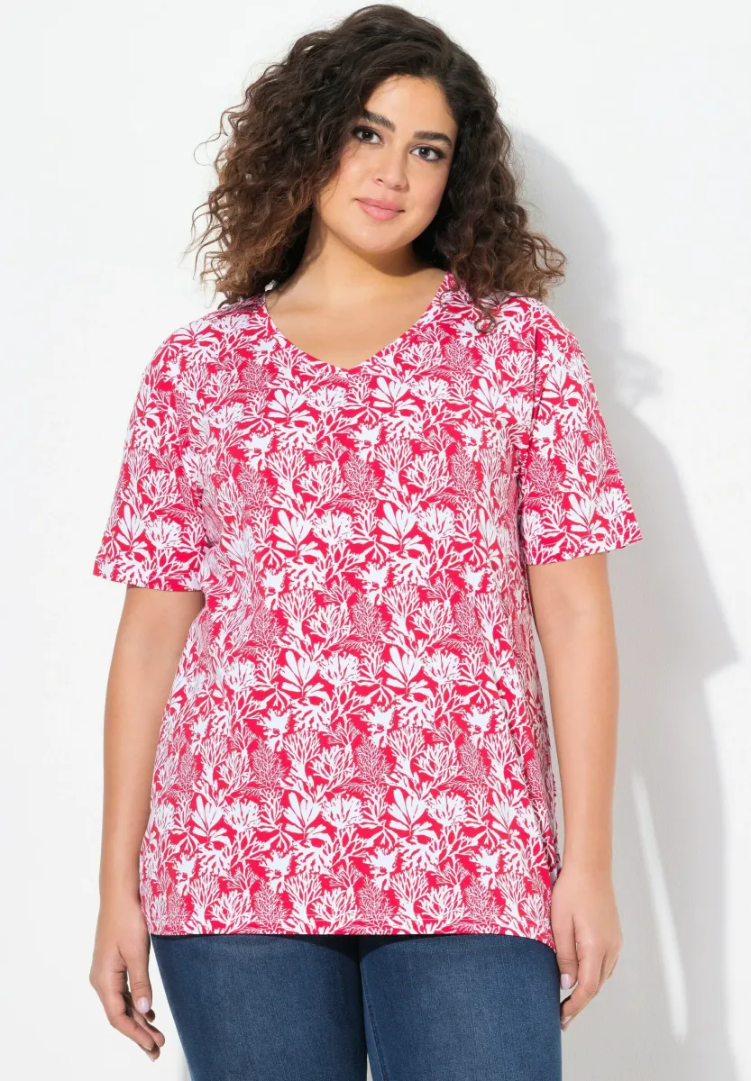 CORAL REEF SHORT SLEEVE V-NECK  - T-Shirt print - lychee