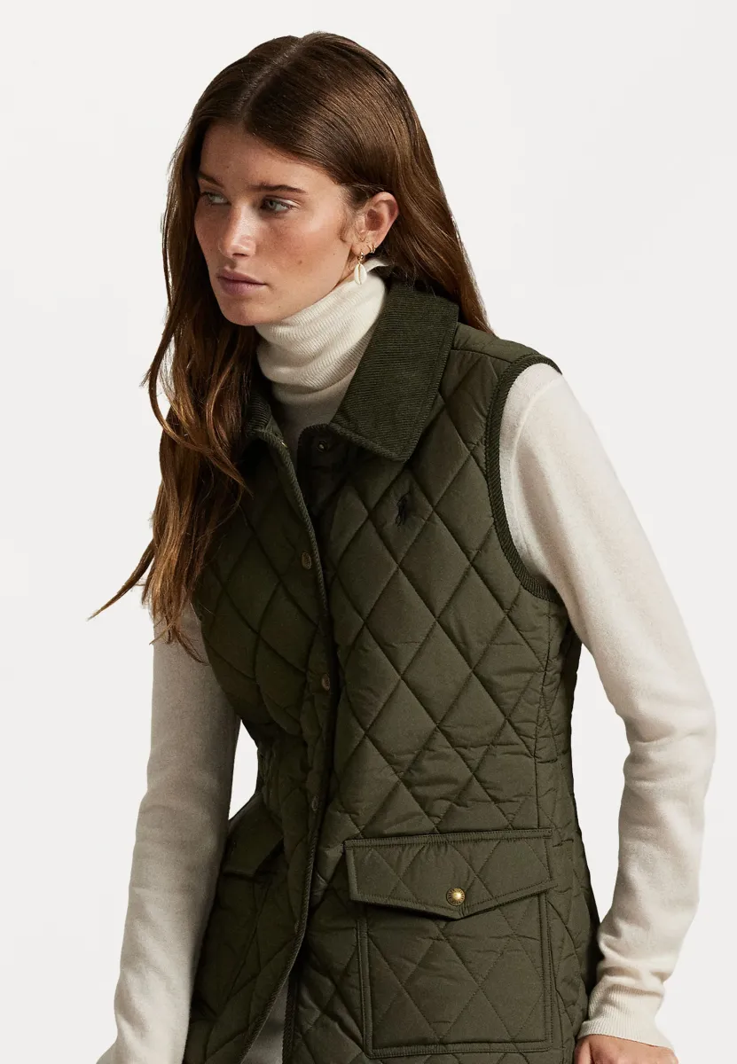 CORDUROY TRIM QUILTED VEST - Weste - ranger green