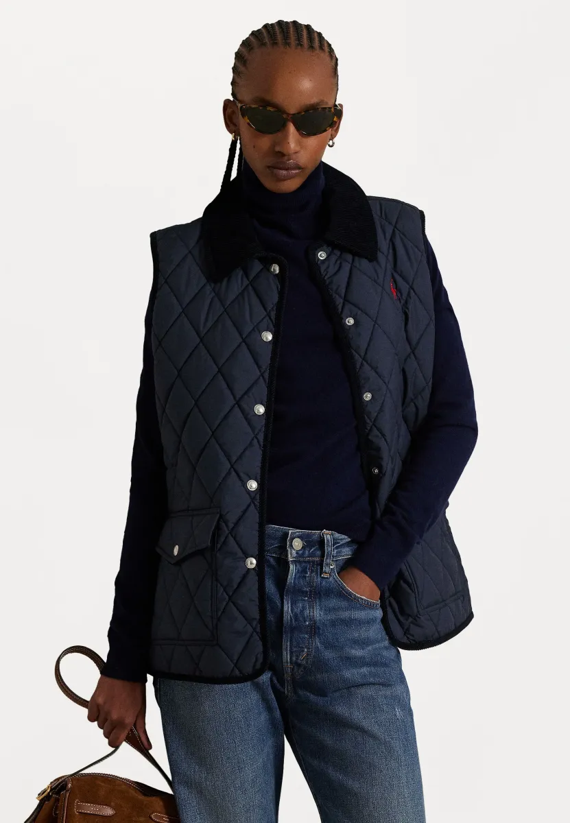 CORDUROY TRIM QUILTED VEST - Weste - rl navy