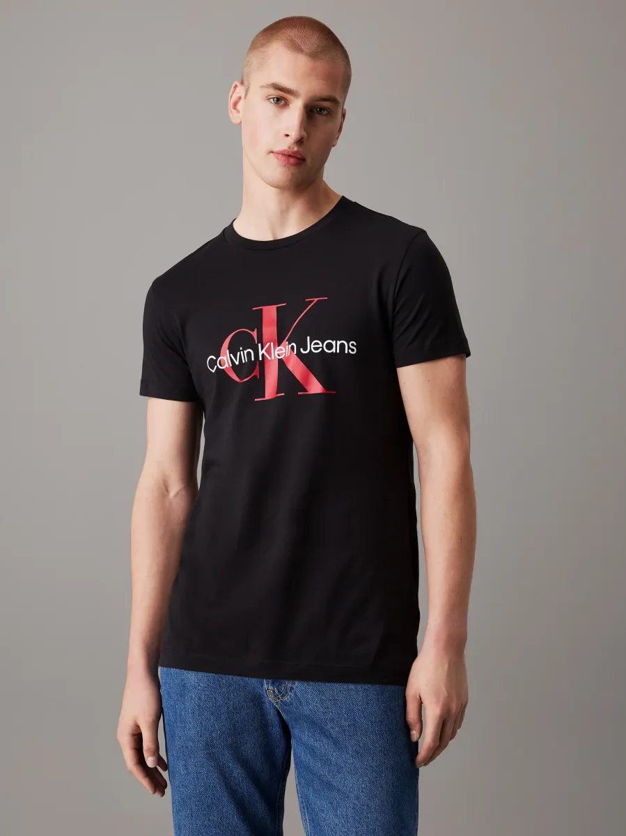 CORE MONOGRAM SLIM TEE - T-Shirt print - black/salsa