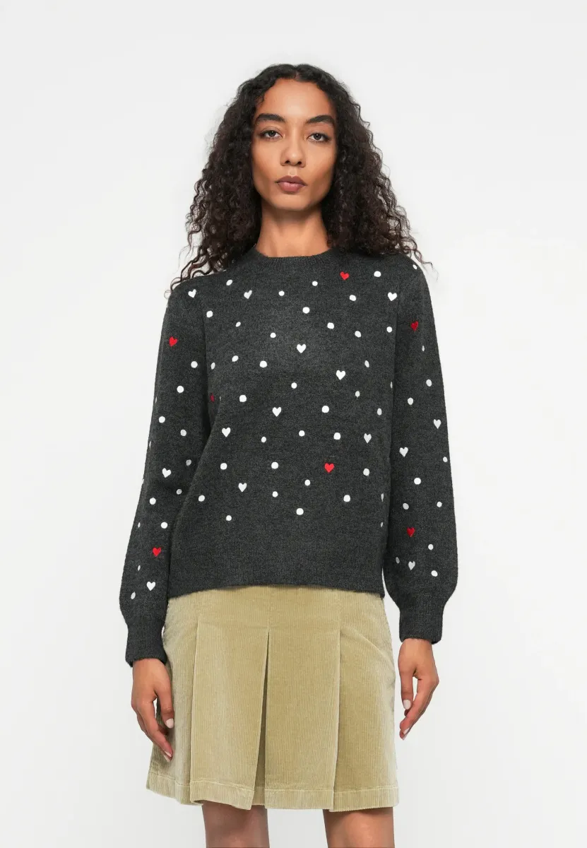 COSY DOT - Strickpullover - grey/white