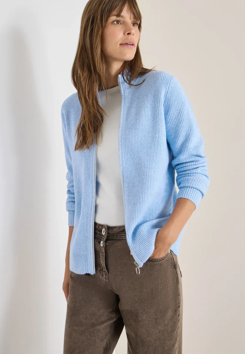 COSY MIT ZIPPER - Strickjacke - blau