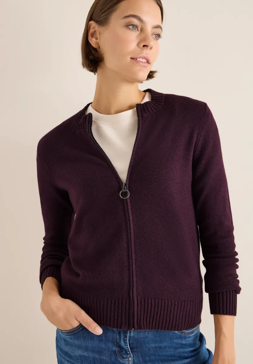 COSY MIT ZIPPER - Strickjacke - rot