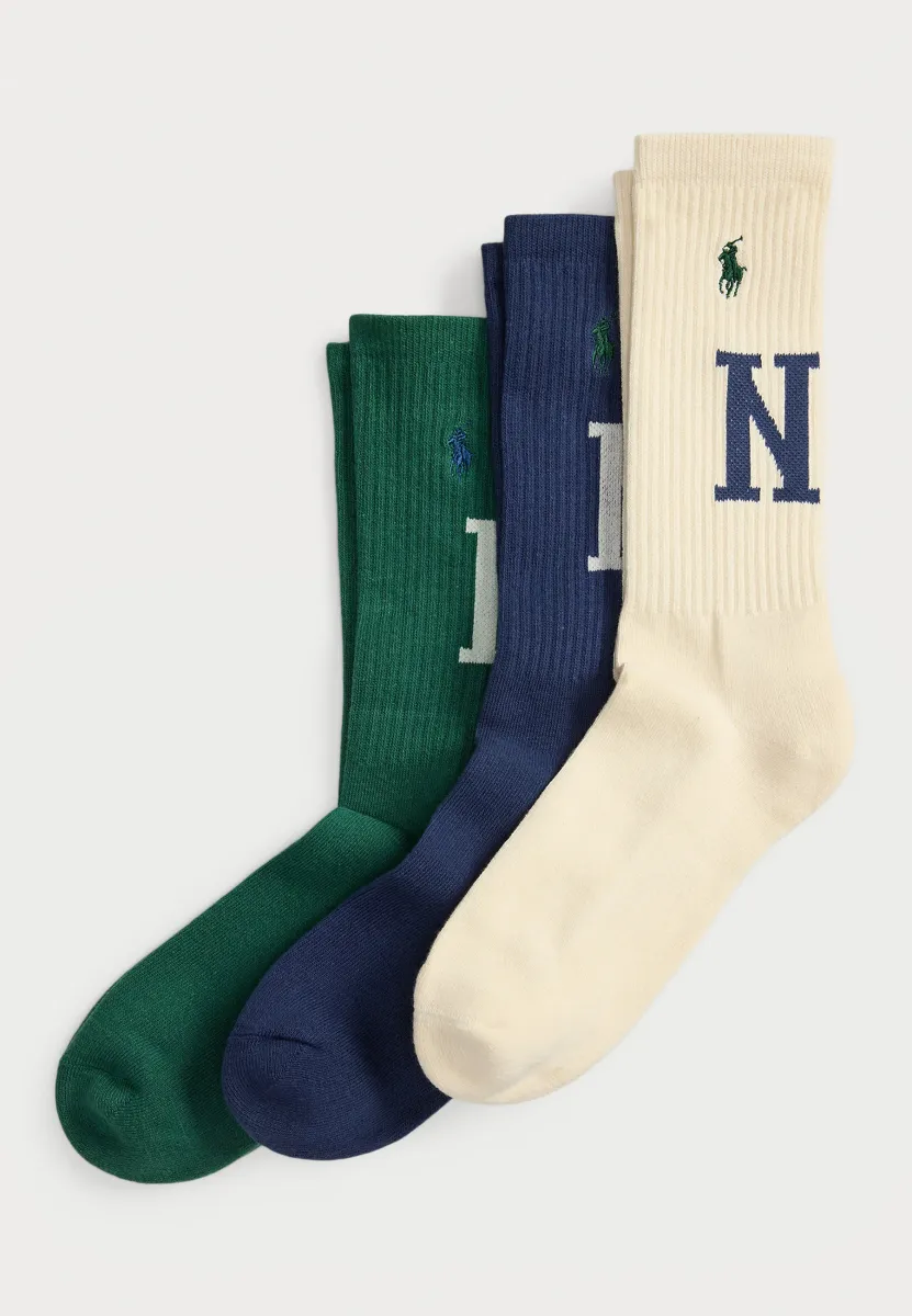 COTTON-BLEND CREW SOCK 3-PACK - Socken - green/navy/cream