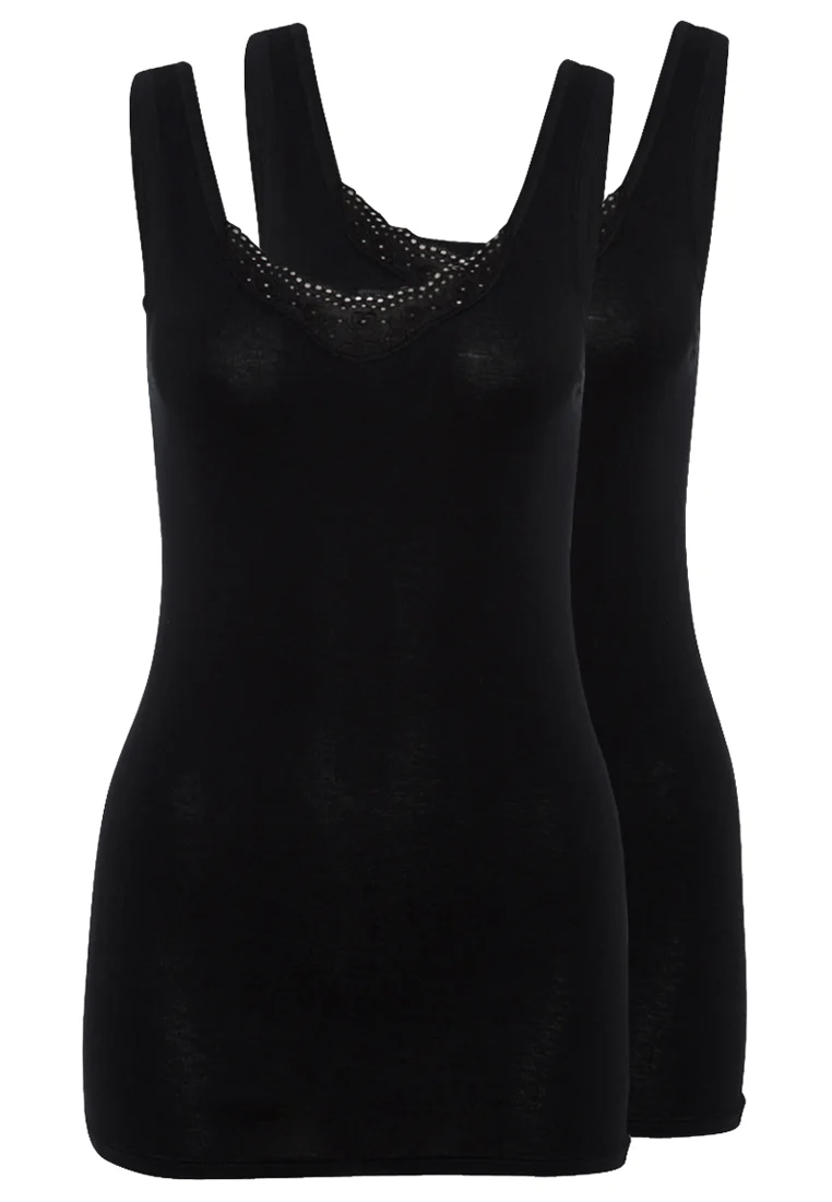 COTTON ESSENTIALS 2 PACK - Unterhemd/-shirt - black