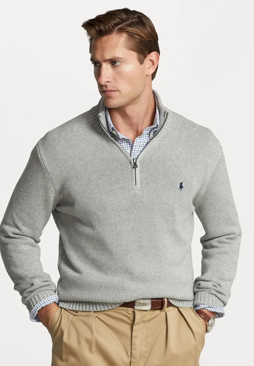 COTTON QUARTER-ZIP MOCKNECK SWEATER - Strickpullover - andover heather