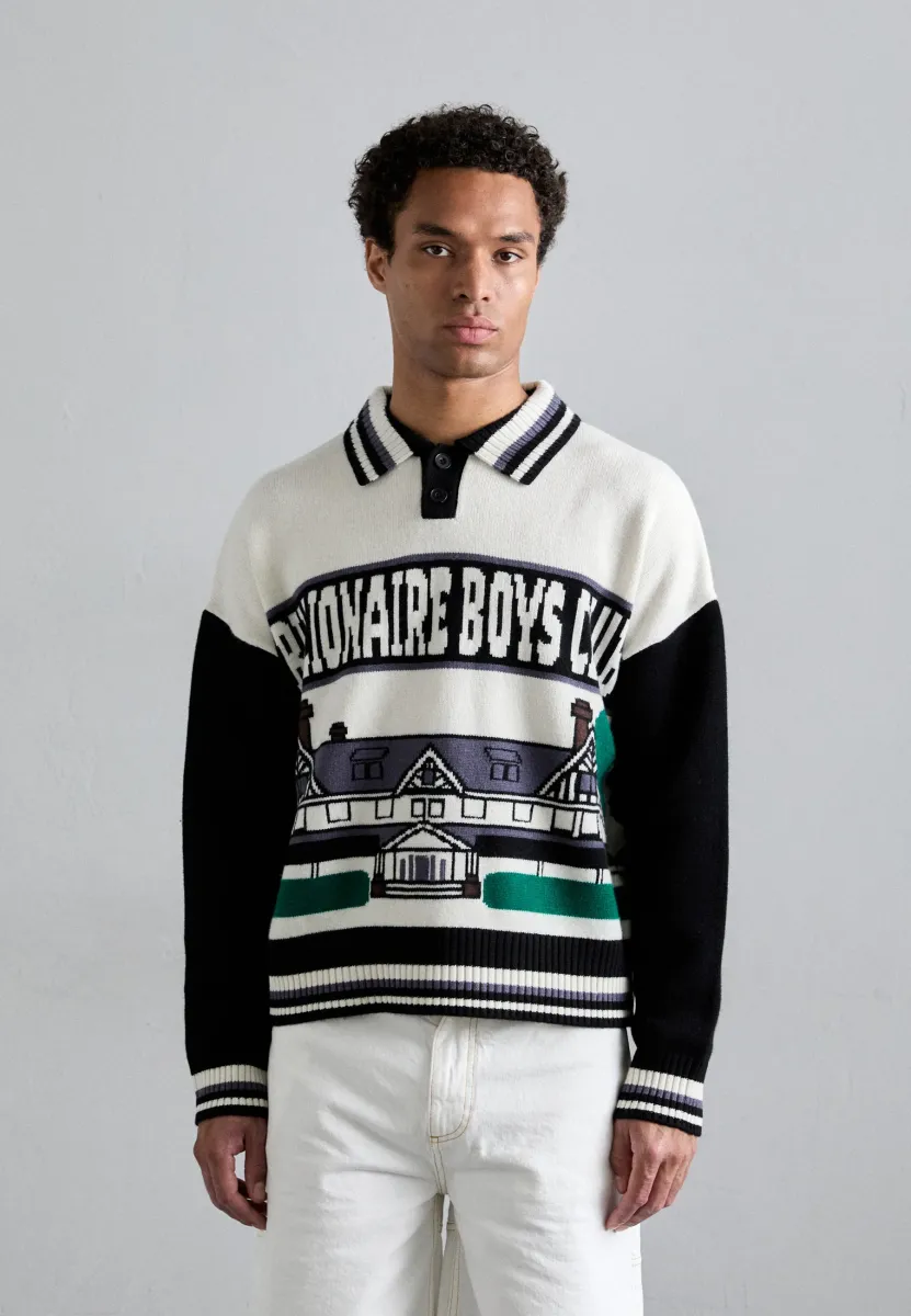 COUNTRY CLUB COLLARED  - Strickpullover - black/white