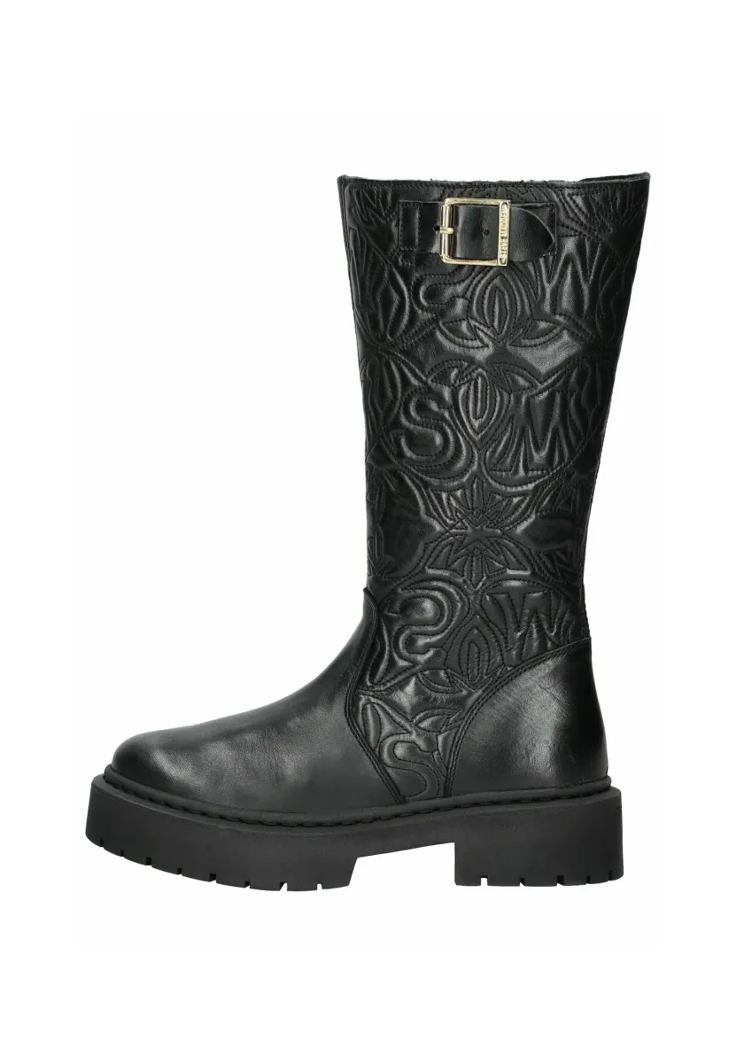 Cowboy-/Bikerboot - black leather