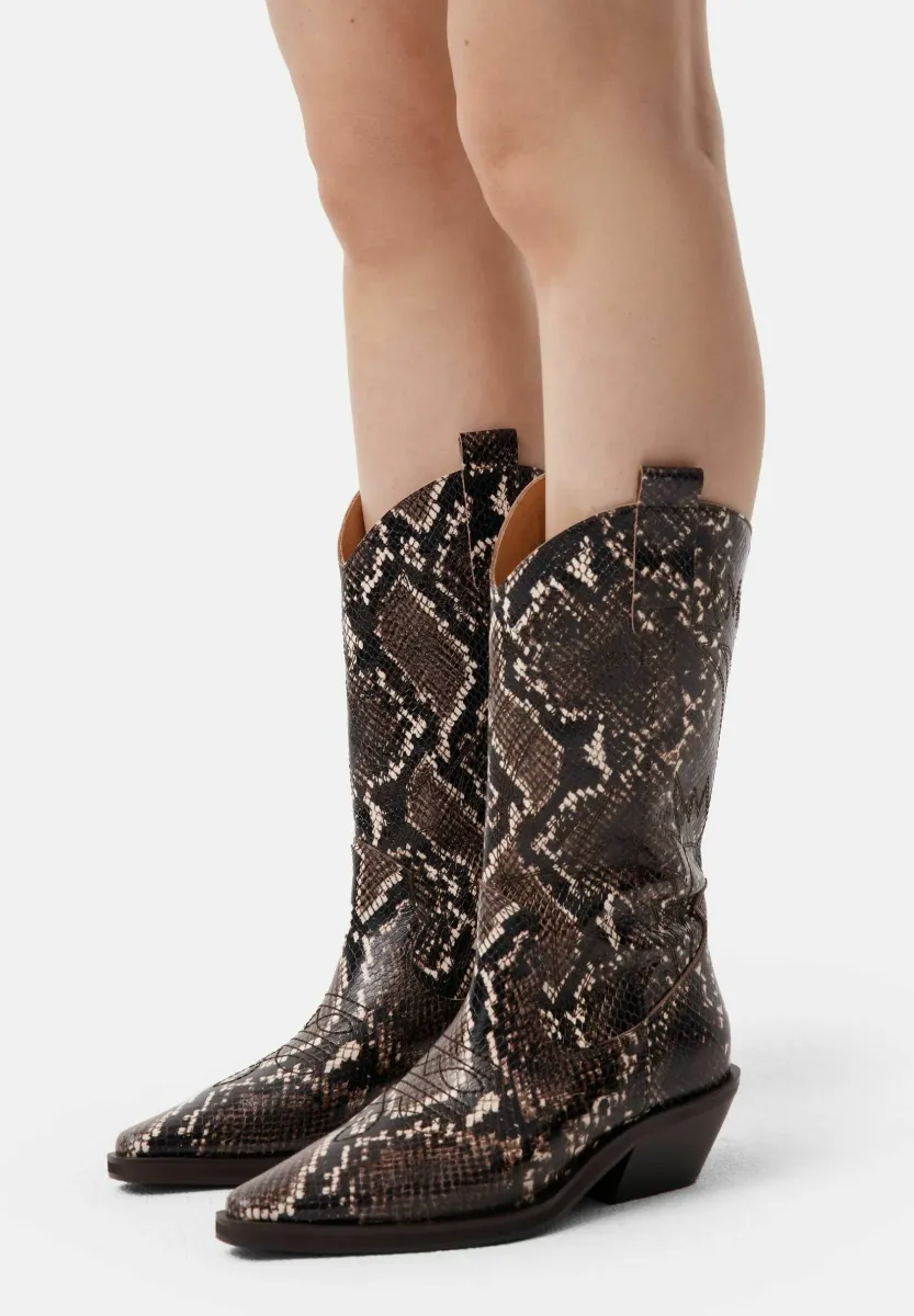 Cowboy-/Bikerboot - brown/black/white