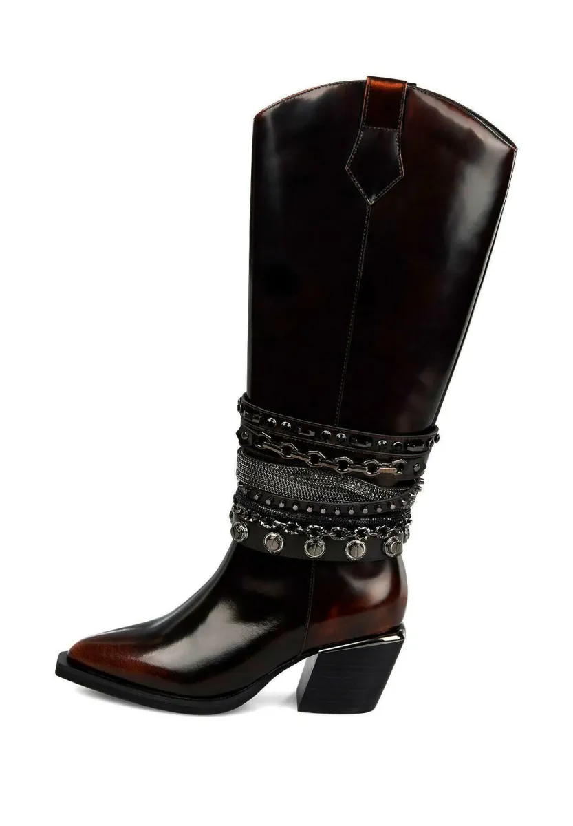 Cowboy-/Bikerboot - marrón jaspeado