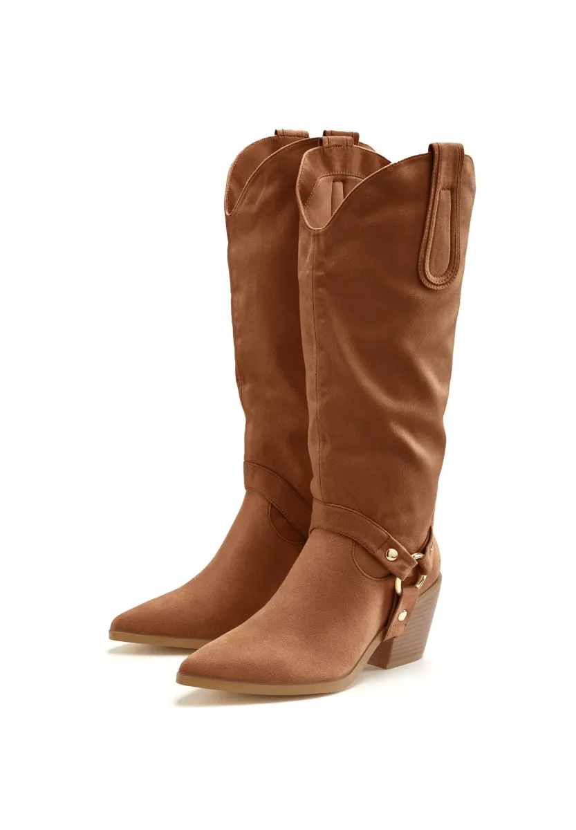 Cowboy-/Bikerstiefelette - camelfarben