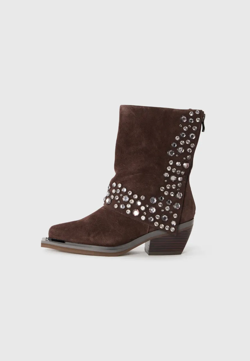 Cowboy-/Bikerstiefelette - marbled brown