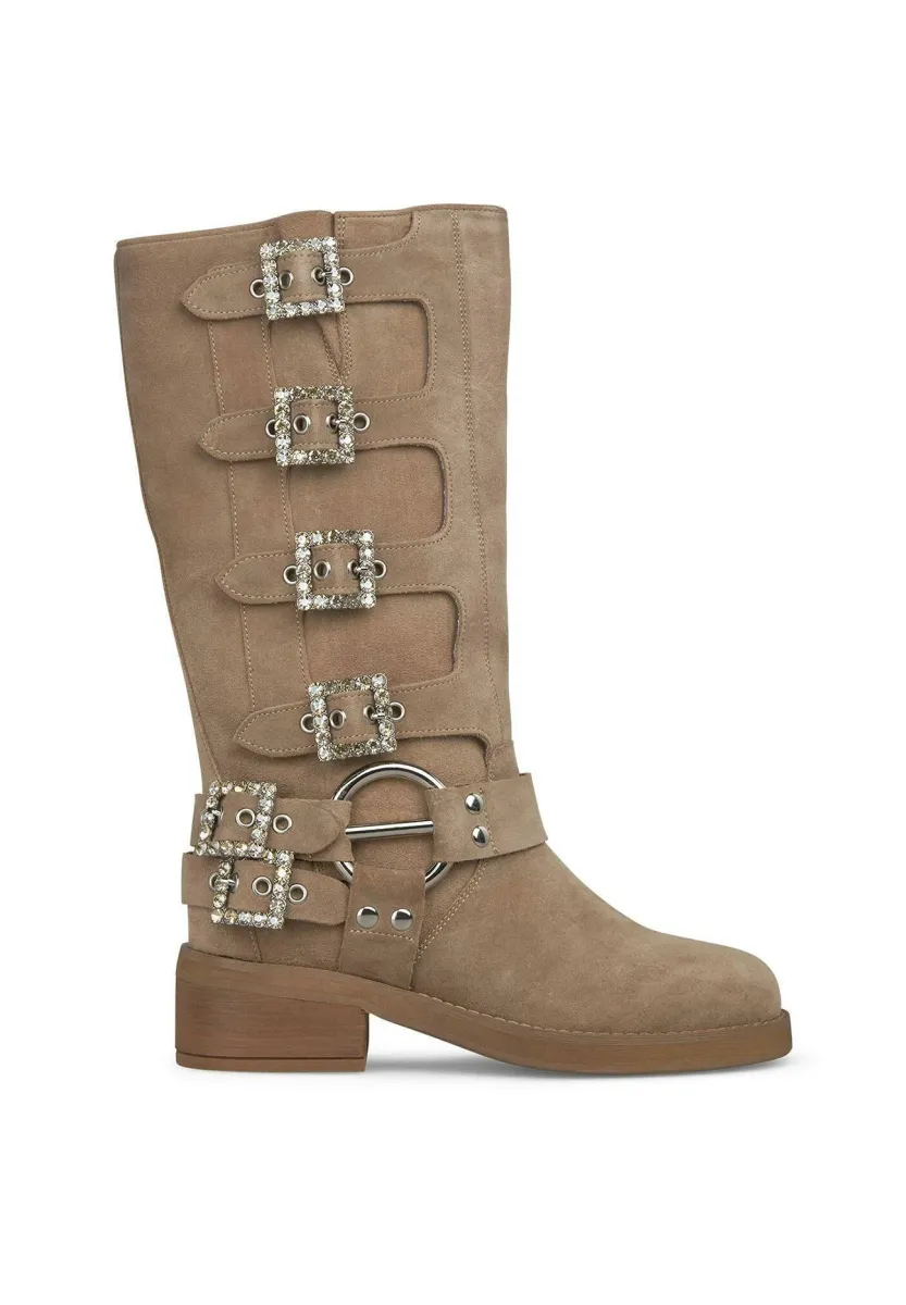 Cowboy-/Bikerstiefelette - marrón jaspeado