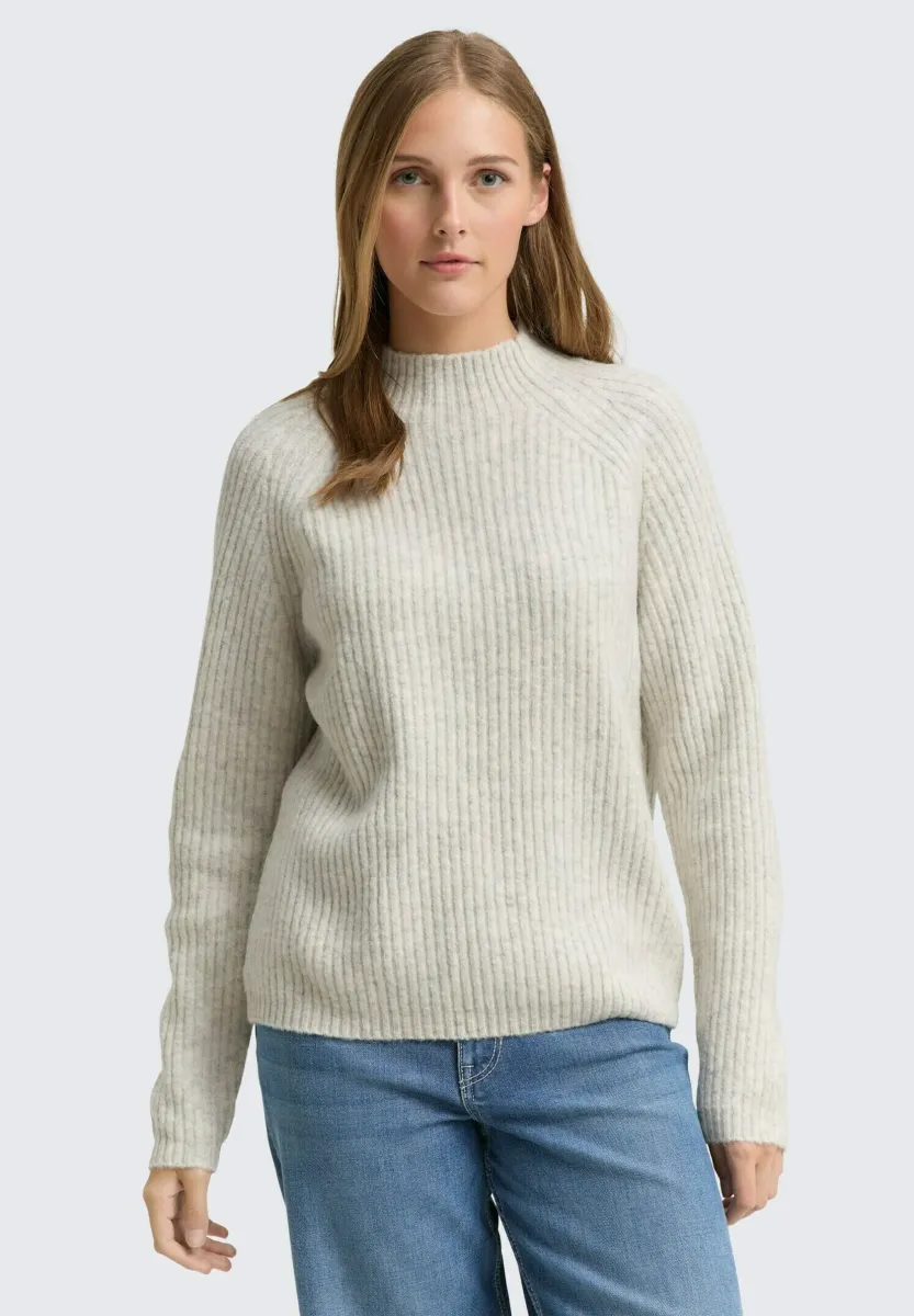 COZY MOCK NECK - Strickpullover - marble beige melange