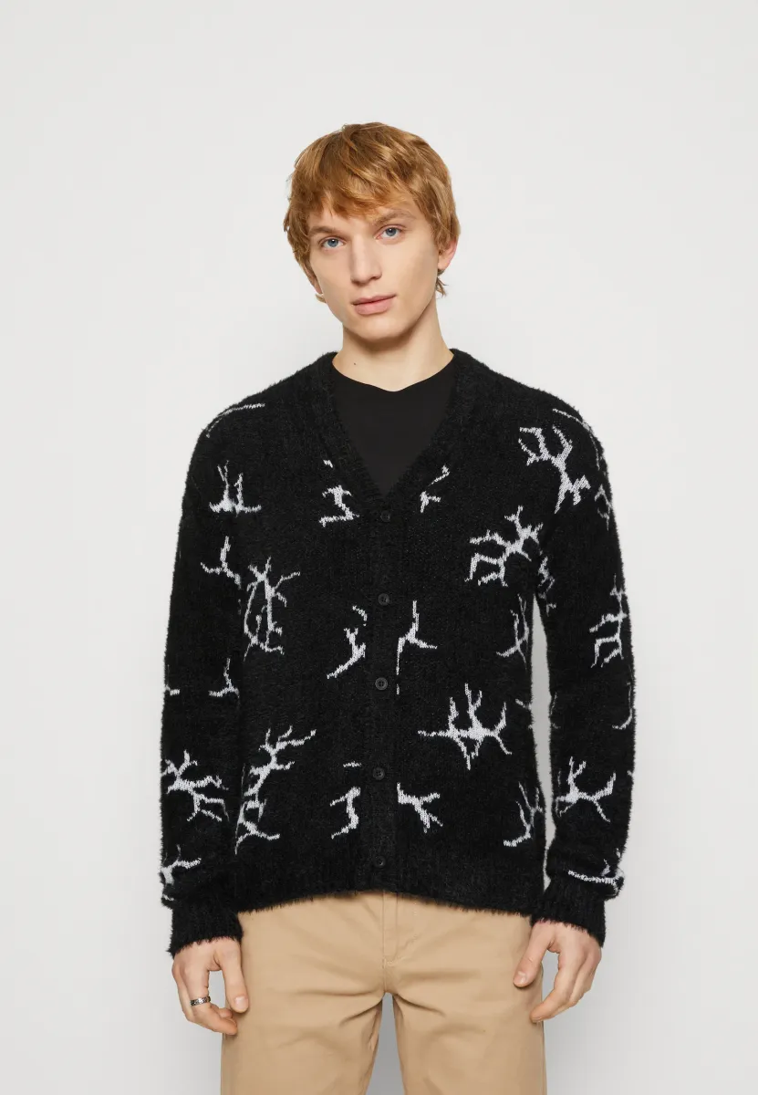 CRACKED CARDIGAN - Strickjacke - black
